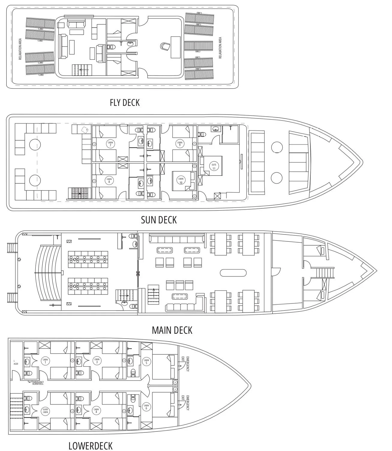 MY Destiny deck plan and vessel layout 1