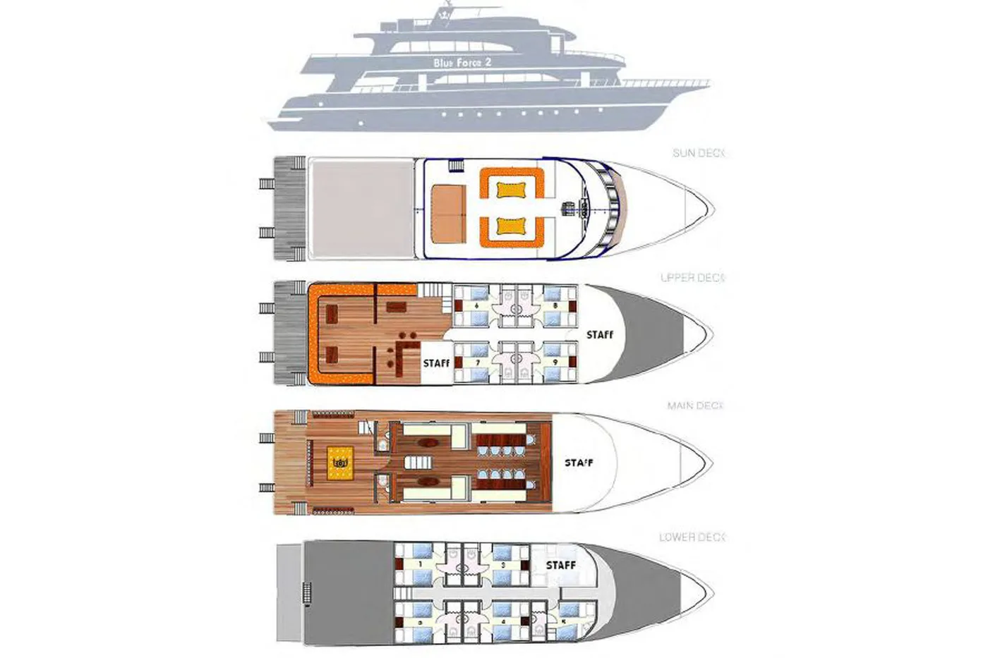 Red Sea Blue Force 2 deck plan and vessel layout 1