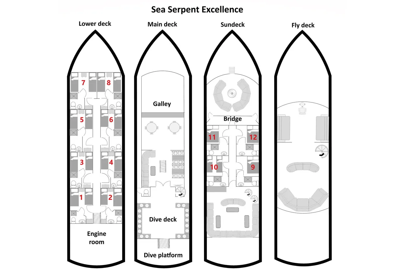 Sea Serpent Excellence deck plan and vessel layout 1